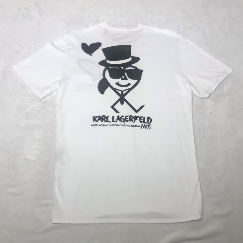 Karl Lagerfeld White Graphic Logo T‑Shirt